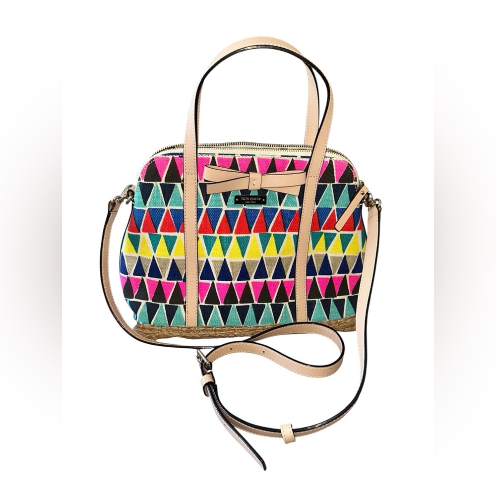 Kate Spade Geometric Pattern Green Pink Black Yellow Handbag